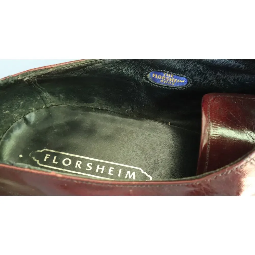 Florsheim Kidskin Maroon Burgundy Leather Derby Oxford Dress Shoe Men 11E Wide